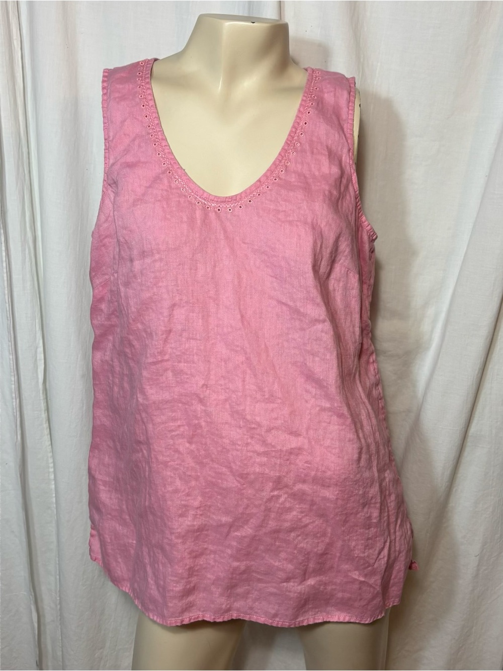 J. Jill women’s pink linen tank eyelet small